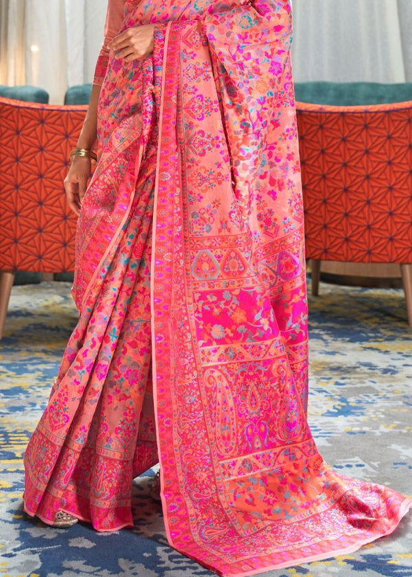 Rouge Pink Banarasi Jamawar Woven Silk Saree : Top Pick Clothsvilla