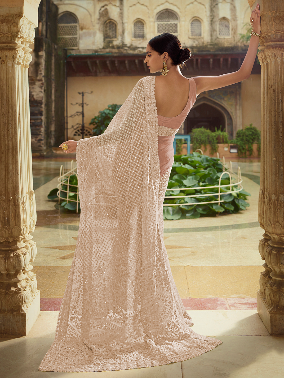 Lilac Soft Net Saree With Unstitched Blouse Clothsvilla