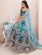 Load image into Gallery viewer, Blue Soft Net Embroidered Semi Stitched Lehenga Choli Clothsvilla