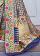 Load image into Gallery viewer, Azure Blue and Golden Blend Silk Saree with Floral Woven Border and Pallu Clothsvilla