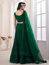 Load image into Gallery viewer, Green Soft Net Embroidered Semi Stitched Lehenga Choli Clothsvilla