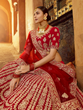Load image into Gallery viewer, Red Embroidered Velvet Semi Stitched Lehenga With Unstitched Blouse Clothsvilla