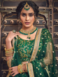 Load image into Gallery viewer, Green Embroidered Soft Net Semi Stitched Lehenga With Unstitched Blouse Clothsvilla