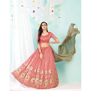 Pink Daisy Gota Patti and Zari Stich Without can can work Lehenga choli ClothsVilla