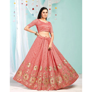 Pink Daisy Gota Patti and Zari Stich Without can can work Lehenga choli ClothsVilla