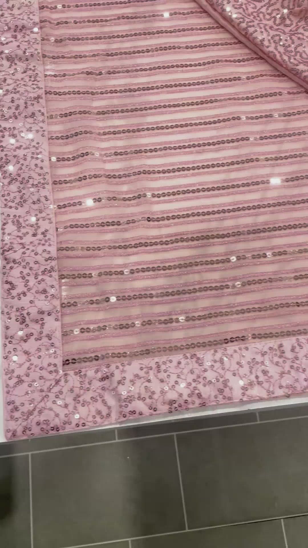 Pink Saree in Georgette With Sequence and Zari Work