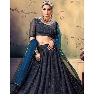 Black Pearl Georgette Fabrics Lehenga choli ClothsVilla