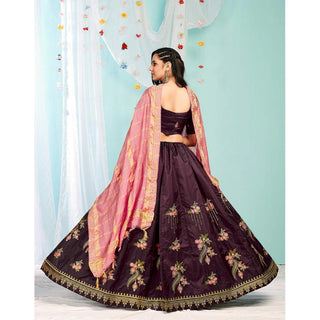 Purple Brown Gota Patti and Zari Stich Without can can work Lehenga choli ClothsVilla