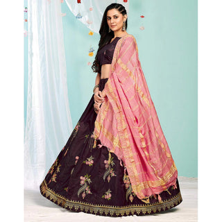 Purple Brown Gota Patti and Zari Stich Without can can work Lehenga choli ClothsVilla