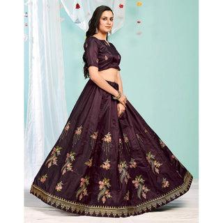 Purple Brown Gota Patti and Zari Stich Without can can work Lehenga choli ClothsVilla