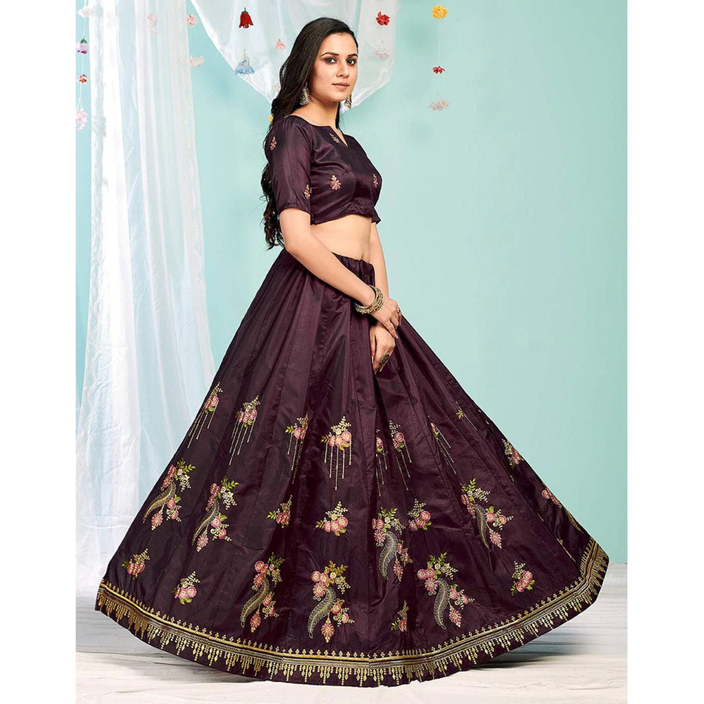 Purple Brown Gota Patti and Zari Stich Without can can work Lehenga choli ClothsVilla