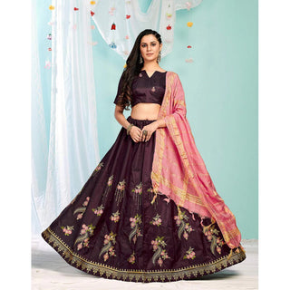 Purple Brown Gota Patti and Zari Stich Without can can work Lehenga choli ClothsVilla