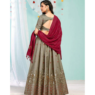 Brown Grey Gota Patti and Zari Stich Without can can work Lehenga choli ClothsVilla