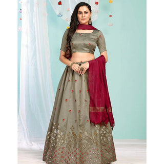 Brown Grey Gota Patti and Zari Stich Without can can work Lehenga choli ClothsVilla