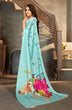 Load image into Gallery viewer, Sky blue color Satin digital print Saree Clothsvilla