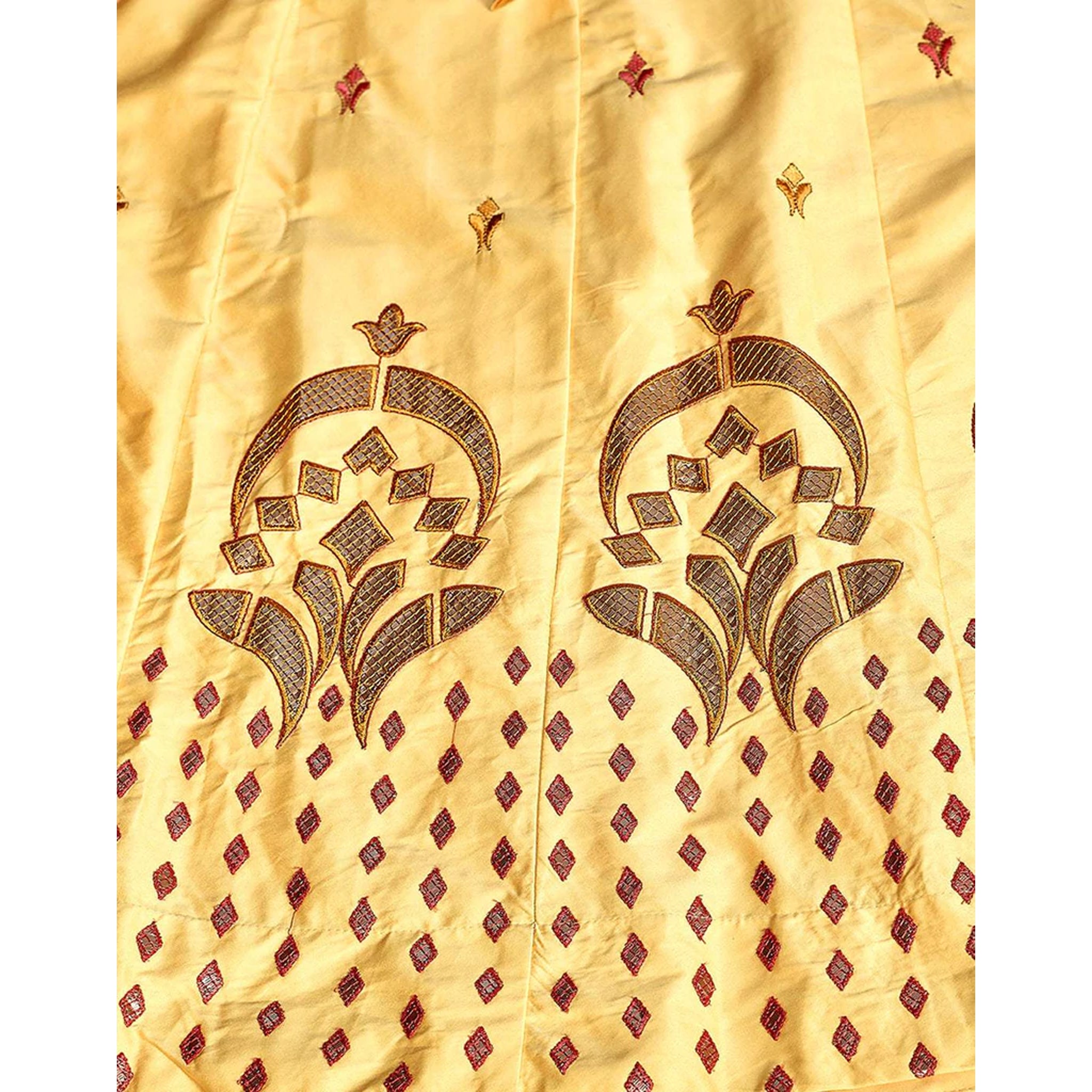 Golden Sand Gota Patti and Zari Stich Without can can work Lehenga choli ClothsVilla