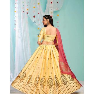 Golden Sand Gota Patti and Zari Stich Without can can work Lehenga choli ClothsVilla