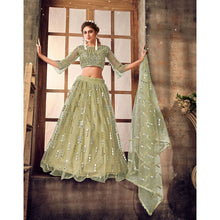 Load image into Gallery viewer, Pale Brown color Soft Net Lehenga choli ClothsVilla