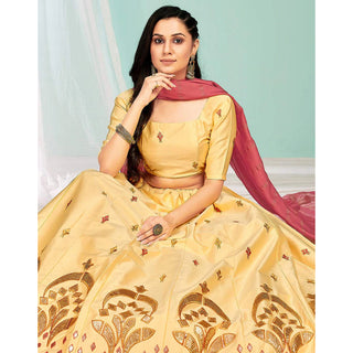 Golden Sand Gota Patti and Zari Stich Without can can work Lehenga choli ClothsVilla