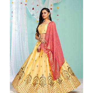 Golden Sand Gota Patti and Zari Stich Without can can work Lehenga choli ClothsVilla