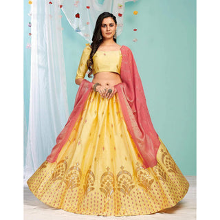 Golden Sand Gota Patti and Zari Stich Without can can work Lehenga choli ClothsVilla