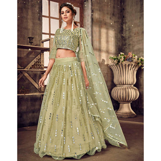 Pale Brown color Soft Net Lehenga choli ClothsVilla