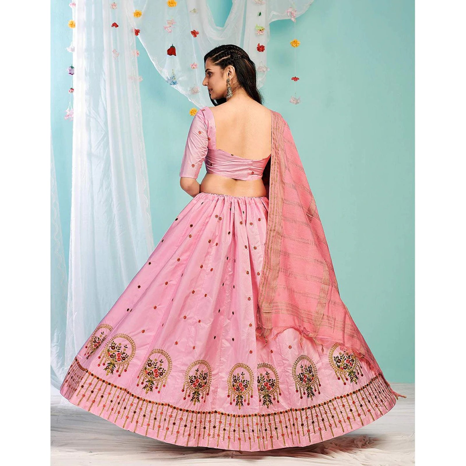 Faded Pink Gota Patti and Zari Stich Without can can work Lehenga choli ClothsVilla