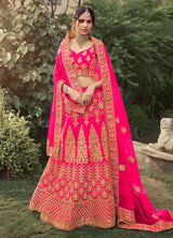 Load image into Gallery viewer, Pink Color Dori And Stone Work Satin Material Lehenga Choli Clothsvilla