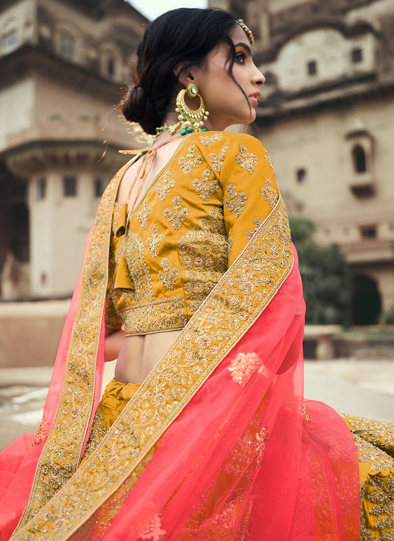 Mustard Yellow Color Satin Material Dori Work Lehenga Choli Clothsvilla