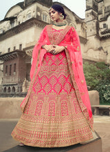 Load image into Gallery viewer, Wedding Wear Pink Color Satin Material Dori Work Lehenga Clothsvilla