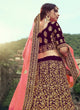 Load image into Gallery viewer, Wine Color Satin Material Stone And Zari Work Lehenga Choli Clothsvilla
