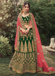Load image into Gallery viewer, Dark Green Color Satin Material Heavy Work Kalidar Lehenga Clothsvilla