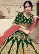 Load image into Gallery viewer, Dark Green Color Satin Material Heavy Work Kalidar Lehenga Clothsvilla