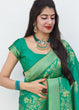 Load image into Gallery viewer, Parakeet Green Floral Motif Silk Saree Clothsvilla