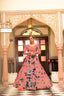 Party Wear Peach Color Shibori Print With Embroidered Gown Clothsvilla