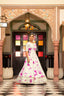 Party Wear White Color Shibori Print With Embroidered Gown Clothsvilla