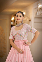 Load image into Gallery viewer, Party Wear Pink Color Thread &amp; Sequins Embroidered Work Anarkali Gown Clothsvilla