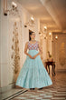 Load image into Gallery viewer, Party Wear Sky Blue Color Thread &amp; Sequins Embroidered Work Anarkali Gown Clothsvilla
