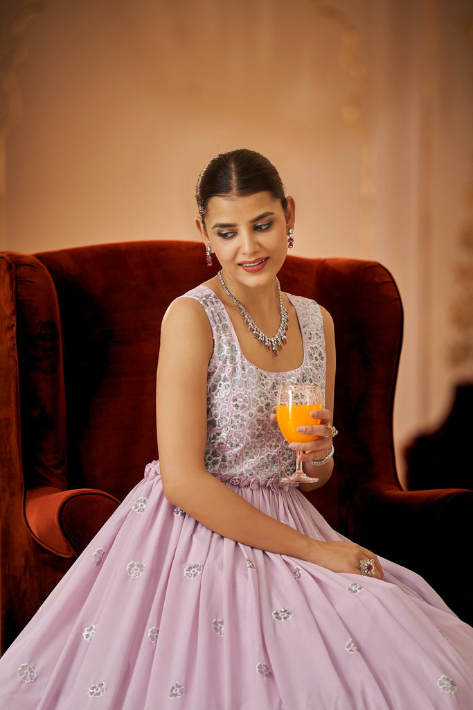 Party Wear Dusty Pink Color Thread & Sequins Embroidered Party Wear Dusty Pink Color Thread & Sequins Embroidered