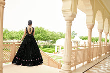 Load image into Gallery viewer, Party Wear Black Color Thread &amp; Sequence Embroidered Work Gown Clothsvilla