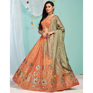 Sunrise Orange Gota Patti and Zari Stich Without can can work Lehenga choli ClothsVilla
