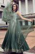 Load image into Gallery viewer, Pista To Green Multi Color Chinon Thread And Sequence Embroidered Work Gown ClothsVilla.com