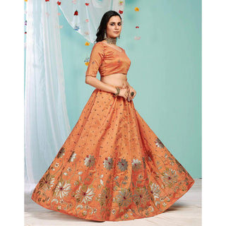 Sunrise Orange Gota Patti and Zari Stich Without can can work Lehenga choli ClothsVilla