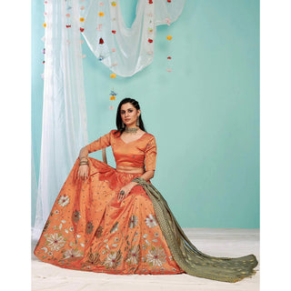 Sunrise Orange Gota Patti and Zari Stich Without can can work Lehenga choli ClothsVilla