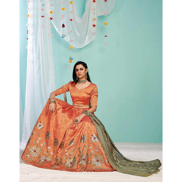 Sunrise Orange Gota Patti and Zari Stich Without can can work Lehenga choli ClothsVilla
