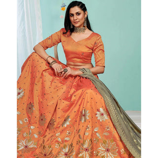 Sunrise Orange Gota Patti and Zari Stich Without can can work Lehenga choli ClothsVilla