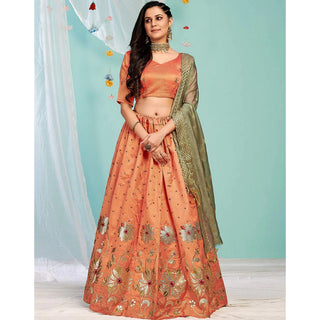 Sunrise Orange Gota Patti and Zari Stich Without can can work Lehenga choli ClothsVilla