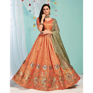 Sunrise Orange Gota Patti and Zari Stich Without can can work Lehenga choli ClothsVilla