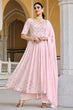 Load image into Gallery viewer, Pink Georgette Embroidered Work Kurta Palazzo Dupatta Set ClothsVilla.com