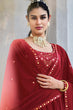 Load image into Gallery viewer, Red Georgette Embroidered Work Kurta Palazzo Dupatta Set ClothsVilla.com
